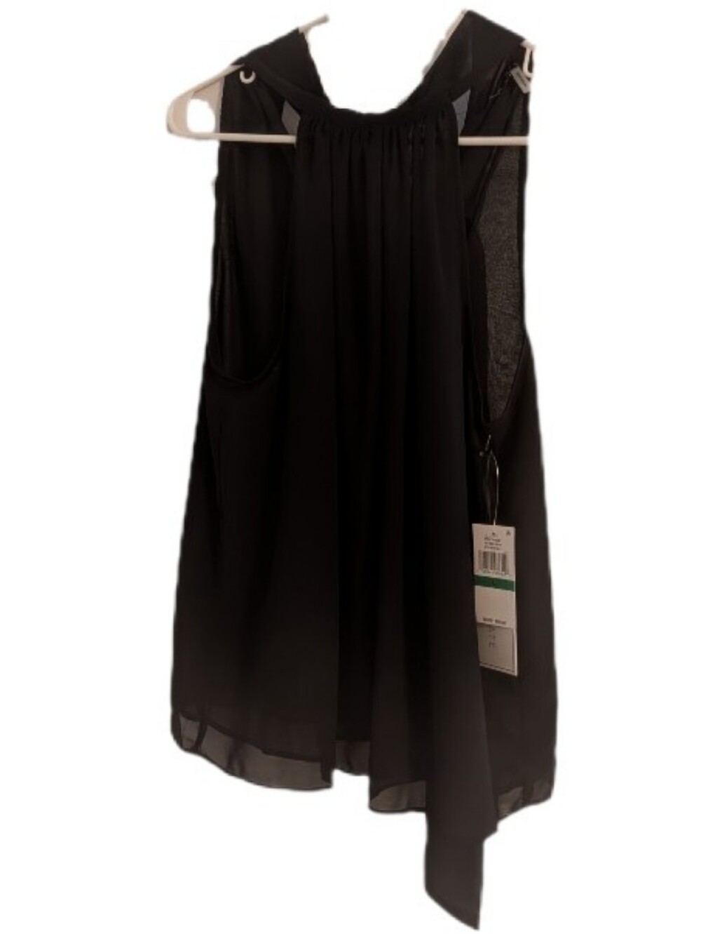 🆕 1state Black Halter Tie Chiffon Overlay Top L